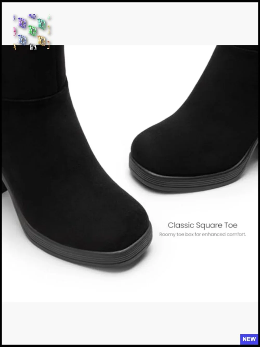 Square Toe Platform Ankle Boots Chunky Block Heel Fashion Dress Booties
